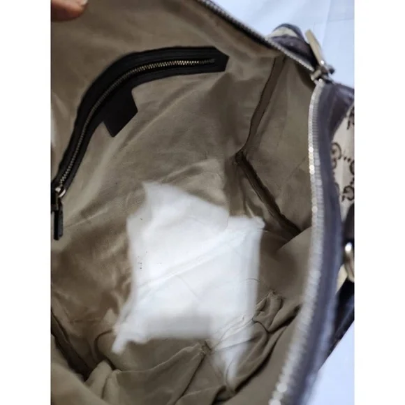 Authentic Gucci GG Canvas Leather Medium Vintage Web Boston Satchel Bag Brown/Be - Picture 16 of 16